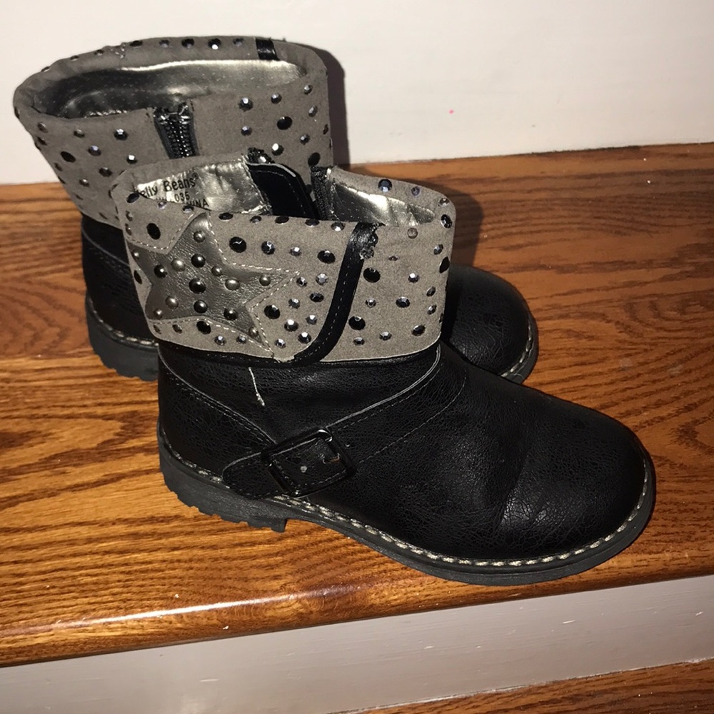 Gently used black studded boots